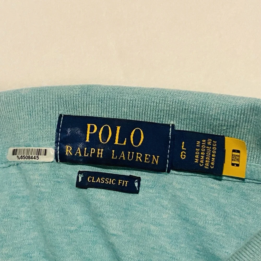 Polo Ralph Lauren Men's Polo Shirt Heathered‎ Green Large Lightweight Classic